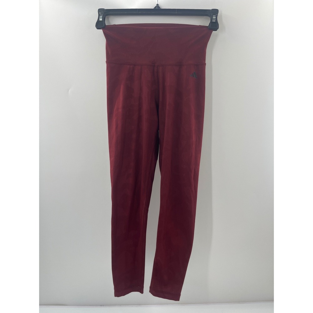 Women's High Waisted Animal Print Leggings Burgundy Red Tights Sm